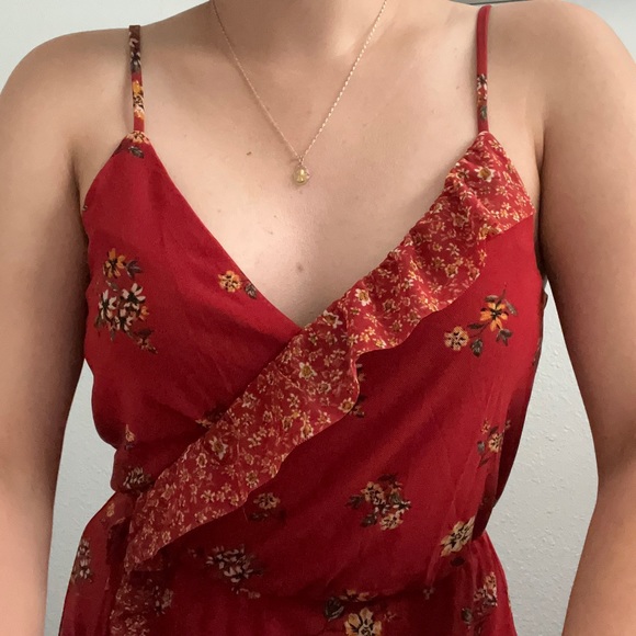 Red Mini Floral Dress - Picture 3 of 5